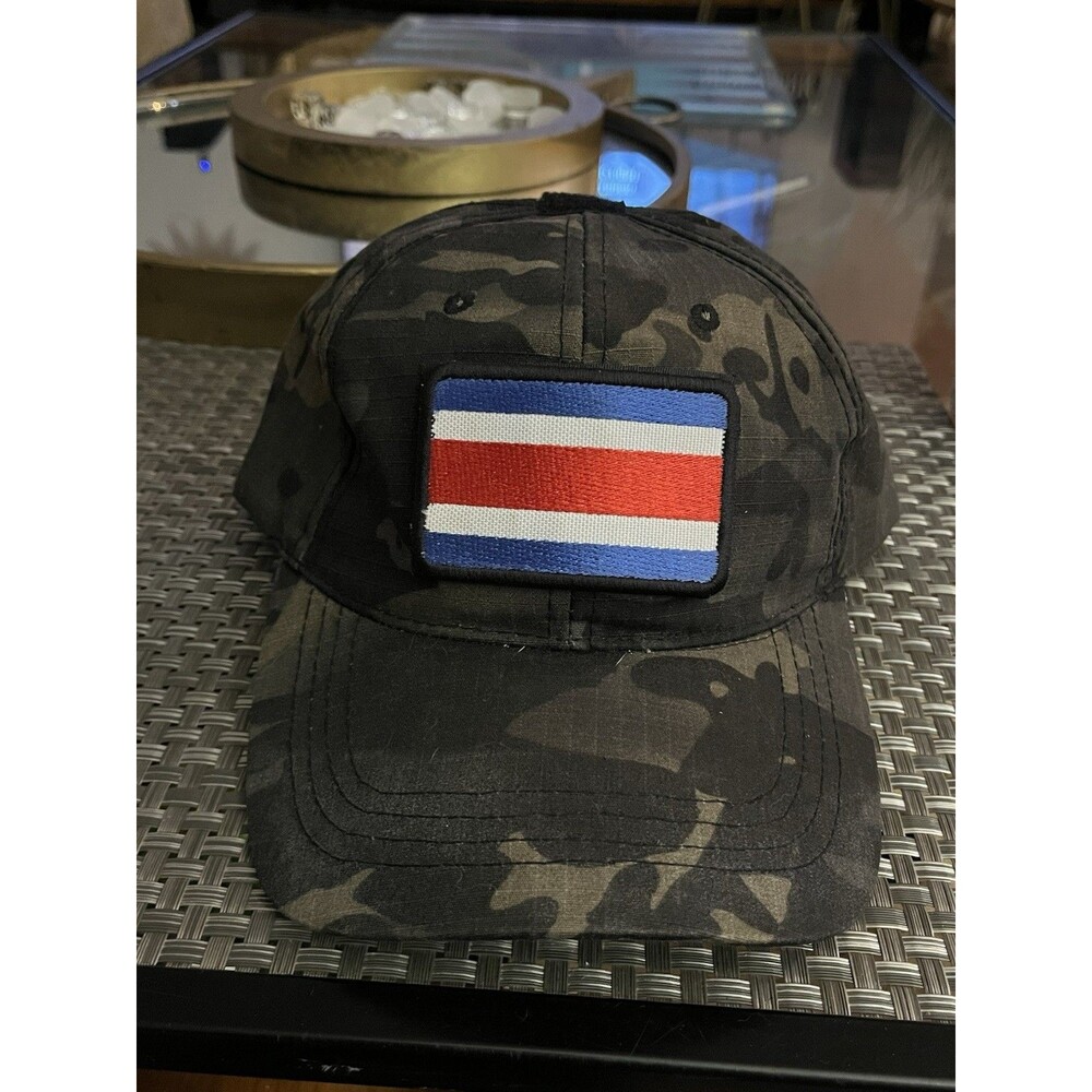 Embroidered Costa Rica Flag Baseball Cap: Patriotic Cotton Hat Camo (A) c